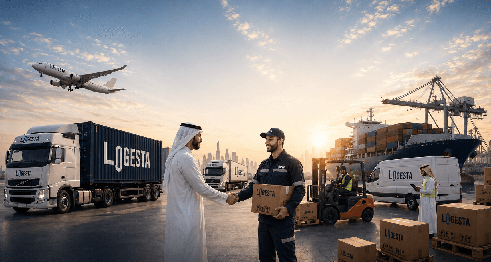Logesta performance and delivery statistics section Logesta logistics operations background with delivery statistics